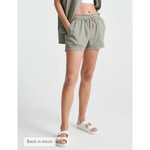 Quince Women XS Tencel Lyocell Pull On Shorts Olive Green Elastic Waist SCP001